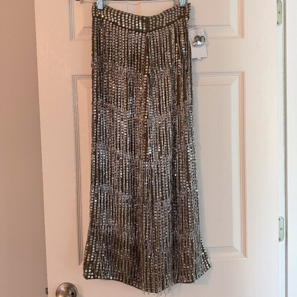 ASOS Fringe Sequin Midi Skirt